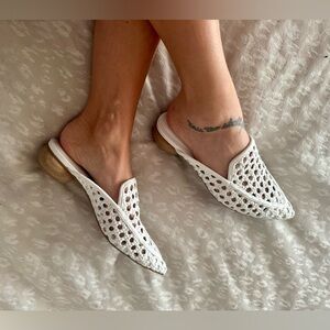 INC International Concepts White Perforated Mules